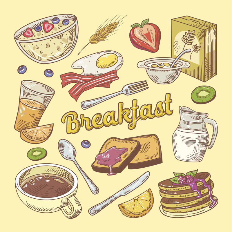 " Hand Drawn Breakfast Doodle " by Invincible_Bulldog, 12" H x 12" W