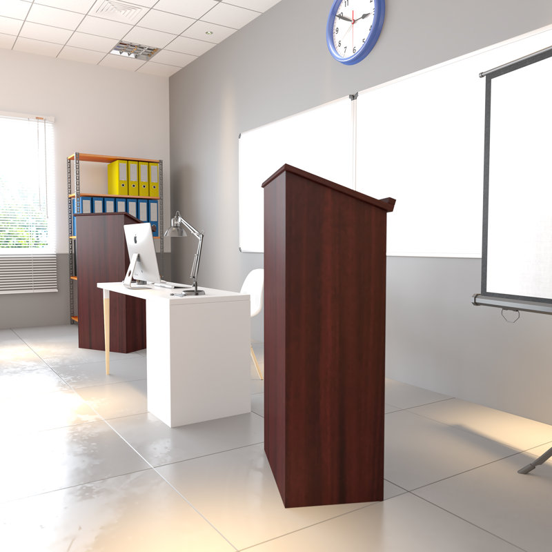 Mahogany Finish Adjustable Shelf Standing Lectern