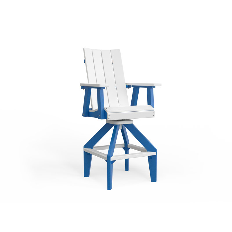 SOL Outdoor Bar Stool, Pacific Blue, White