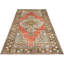 Tapis unique en laine noué à la main des années 1960 de 4 pi 4 po x 8 pi 3 po rouge / brun / violet
