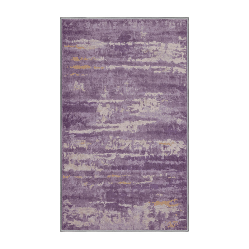 Machine Washable Pink Area Rug, Rectangle 5' x 8'