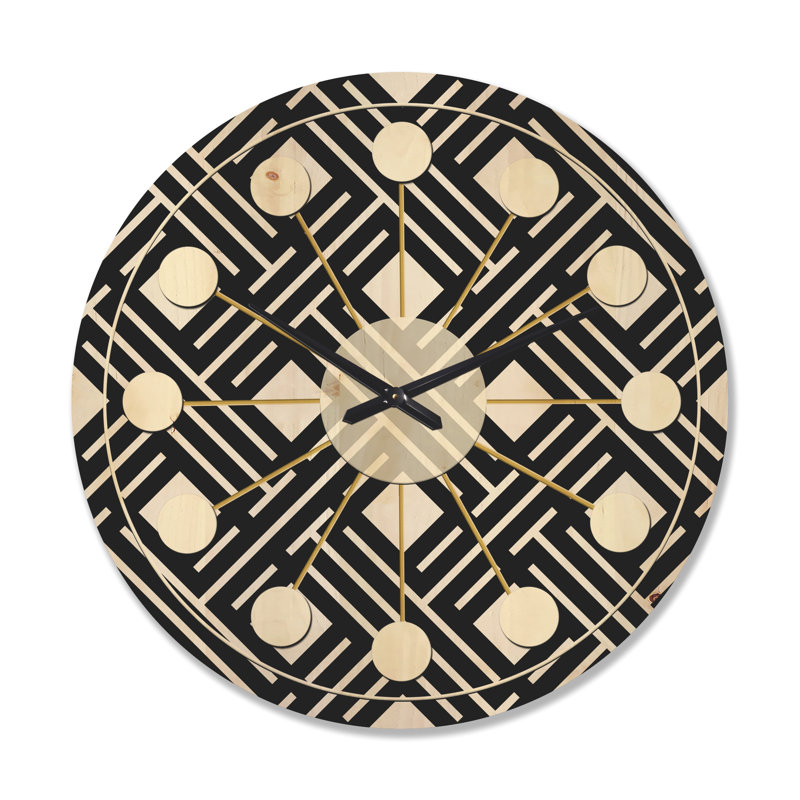 Horloge murale en bois à motif géométrique II, Très grand