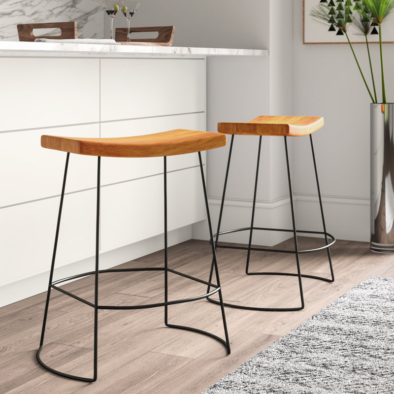 Tabouret de comptoir moderne sans dossier 25 pouces avec repose-pieds Modern Brown, Manguier naturel