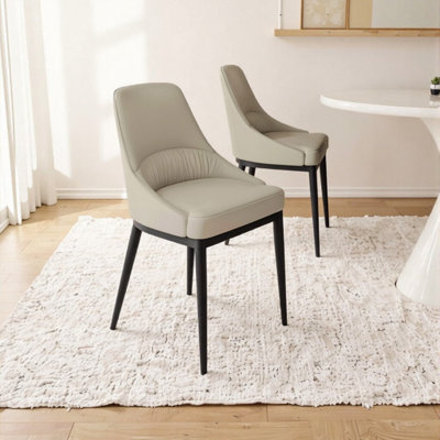 Ensemble de 2 chaises de salle à manger sans accoudoirs modernes - siège rembourré avec pieds en métal