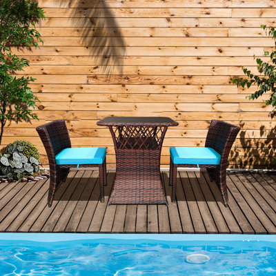 Ranheid Rectangular 2 - Person 26.25'' L Outdoor Bistro Set with Cushions