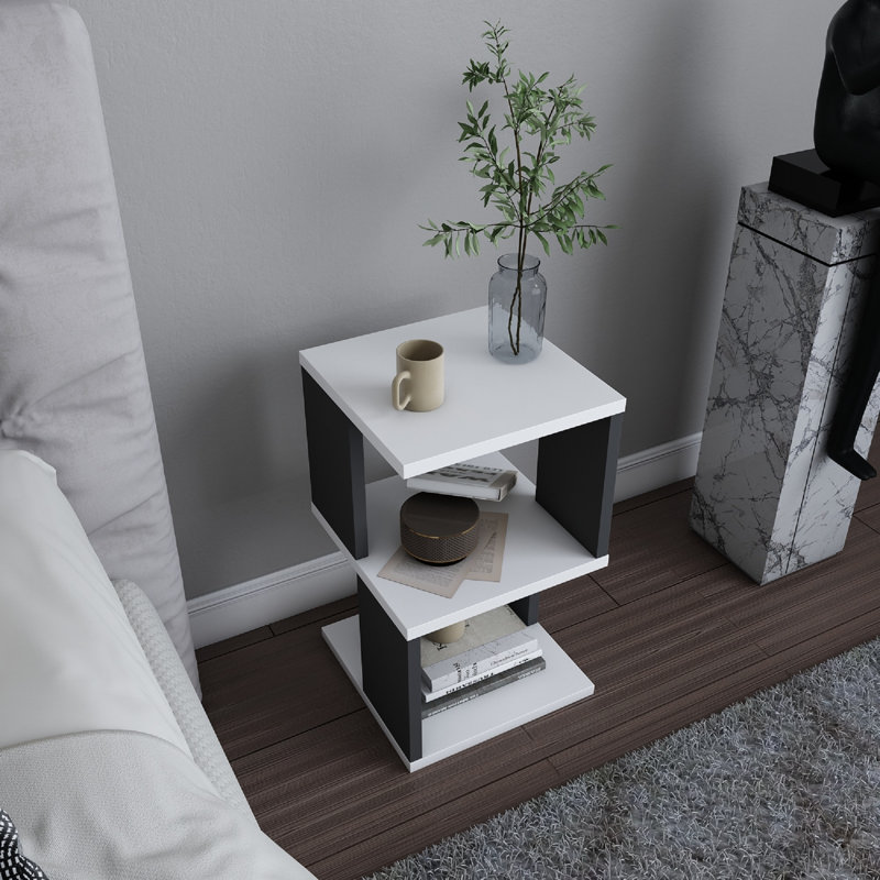 Table de chevet ergonomique Carter, Anthracite / blanc