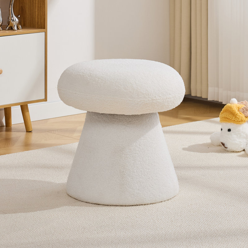 Repose-pieds pivotant à 360 ° en tissu en forme de champignon, aucun assemblage requis, Blanc