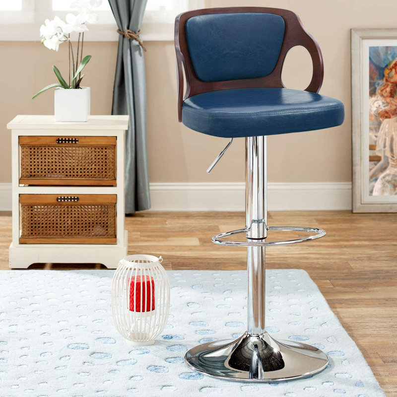 Tabouret pivotant en cuir synthétique à 360 ° Hartung, Bleu, 1