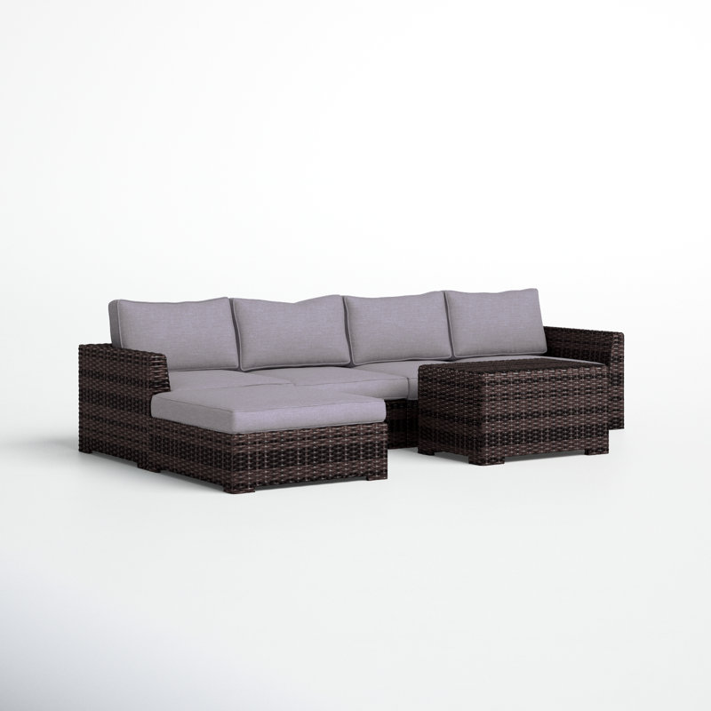 Carmel Rattan Wicker Fully Assembled 5 - Person Seating Group with Cushions