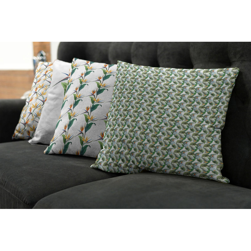 Bird of Paradise Designs in Divers Styles Hawaiian Art Design Illustration, ensemble de housses de coussin 4 pièces
