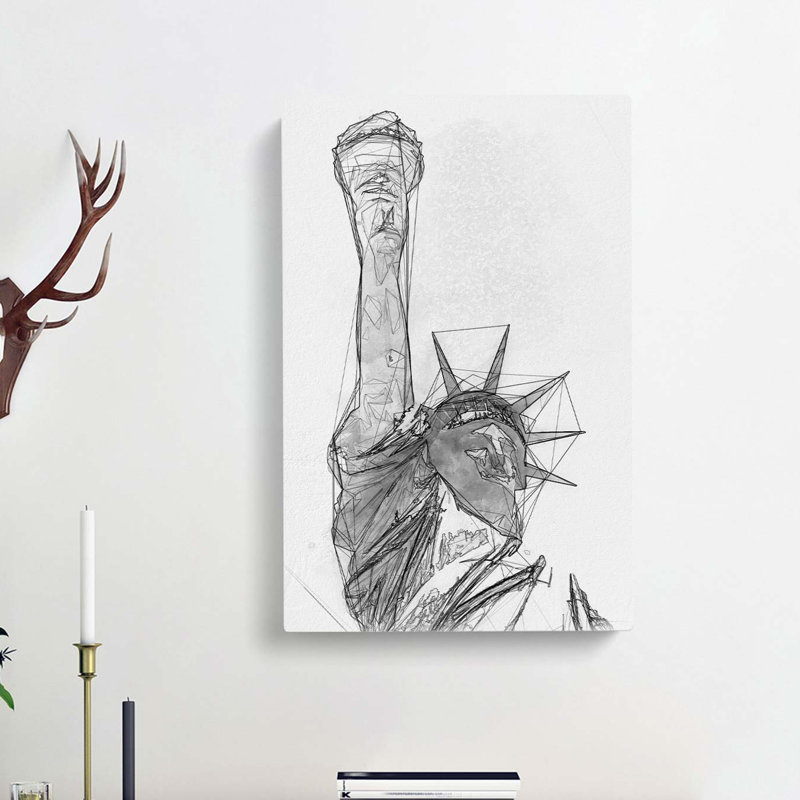Statue of Liberty in New York City Abstract - Wrapped Canvas Drawing - Wrapped Canvas, 91cm H x 60cm W x 3cm D