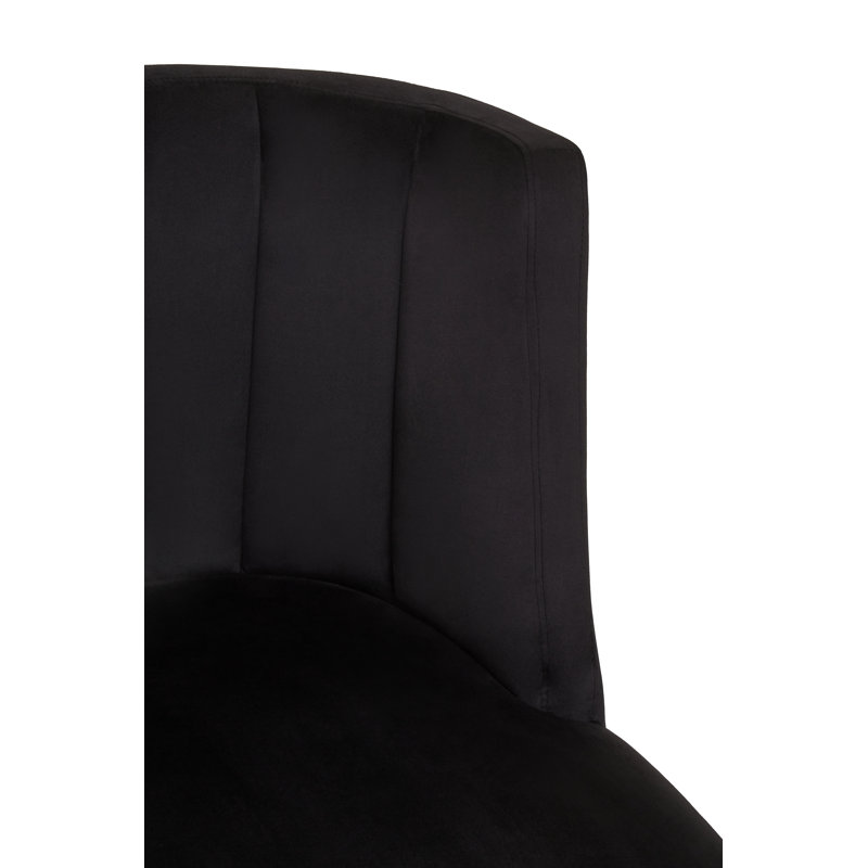 Azarion Velvet Chair With Black Legs, Black