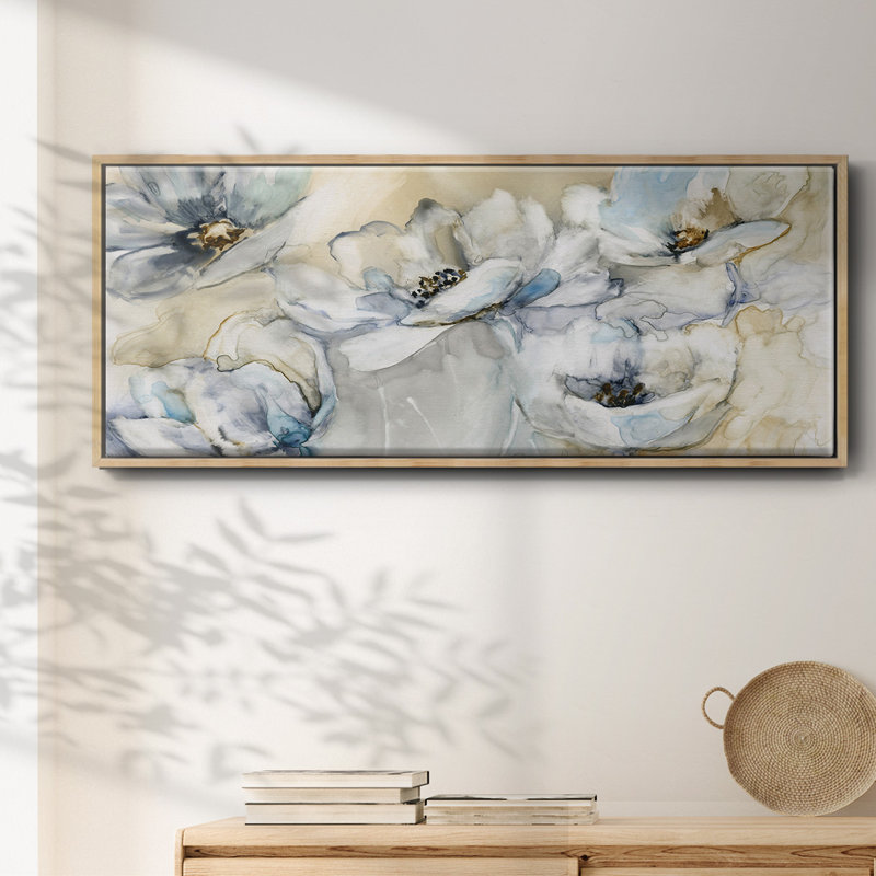 Soft Blooms- Framed Canvas, 20" H x 50" W