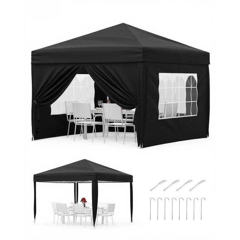 FXSGER 300 cm W x 300 cm D Polycarbonate Patio Awning, Black