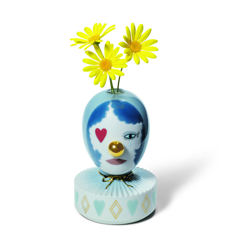 The Fantasy White/Blue/Gold 5.51" Porcelain Table Vase