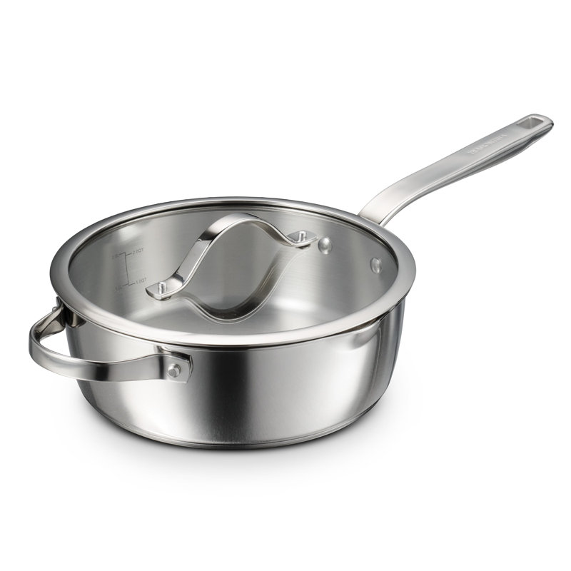 Tramontina Tempo Tri-Ply Base Stainless Steel 3.5-Quart Saute Pan with Glass Lid, Induction-Ready Cooking Pan, Oven-Safe, Dishwasher-Safe