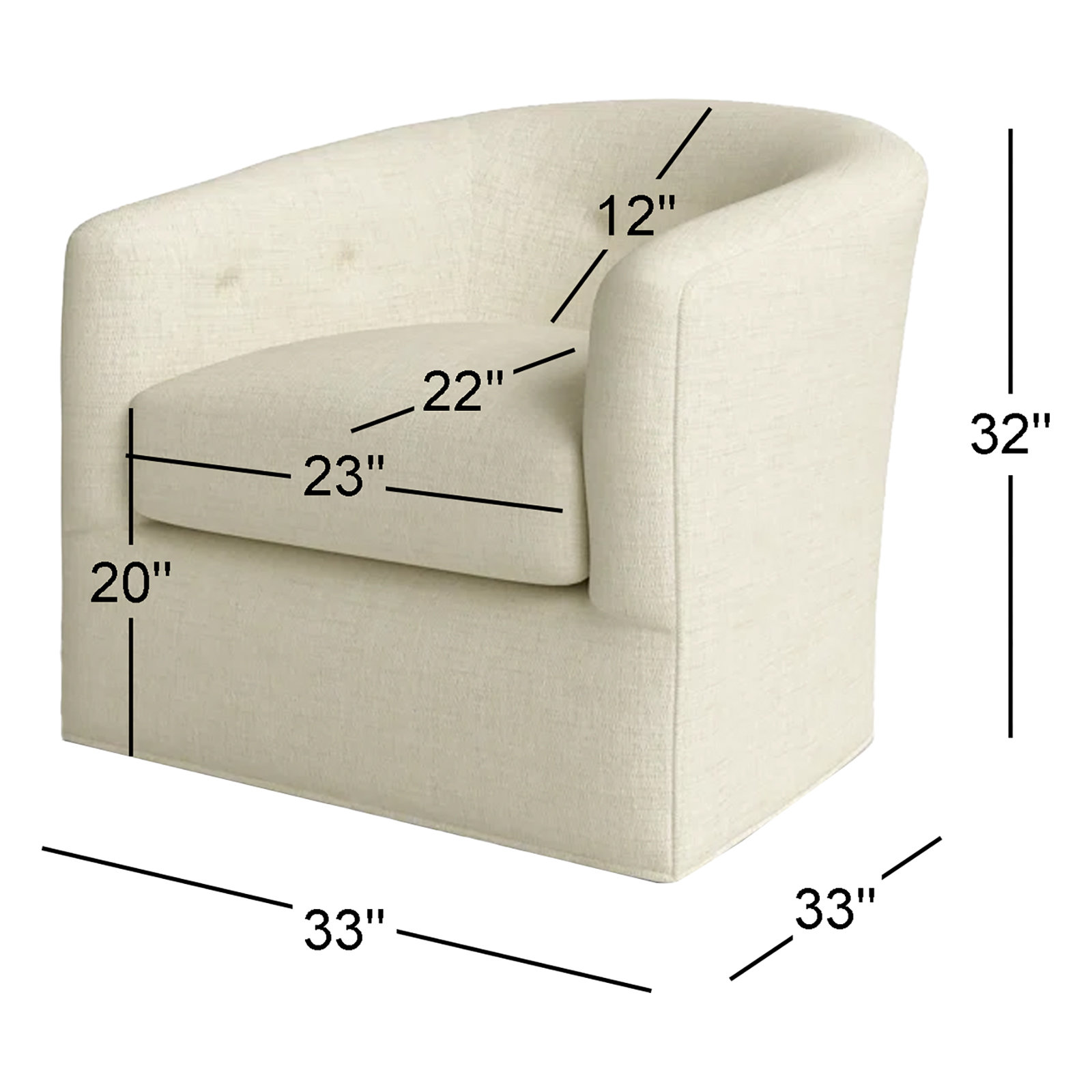 Midori Upholstered Swivel Barrel Chair, Ida Beige