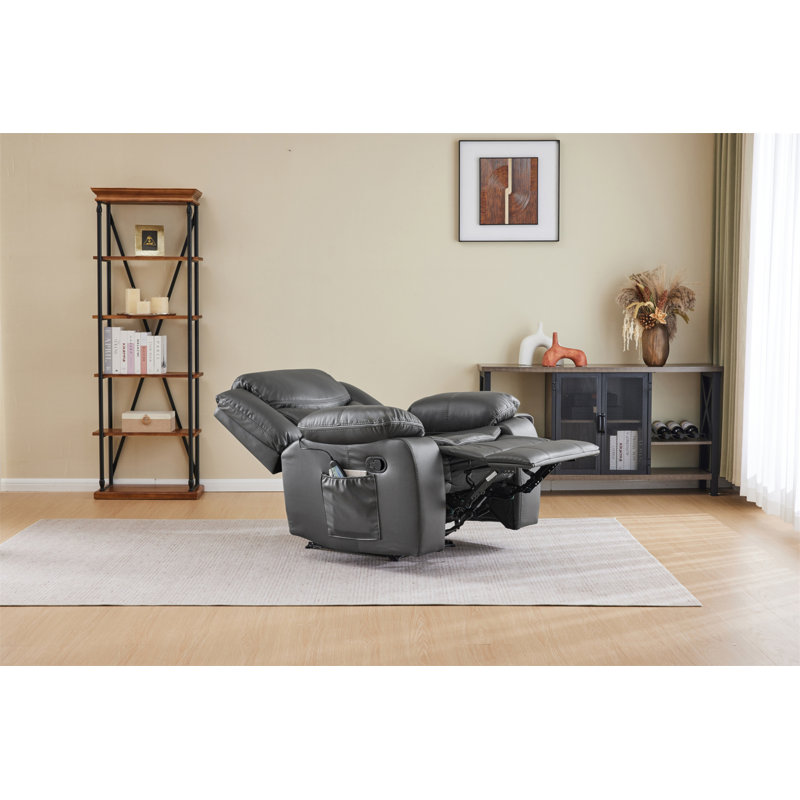 Fauteuil inclinable en cuir gris avec vibrations et chauffage
