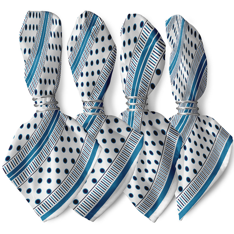 Larnce Polyester Striped Square Napkin, Blue