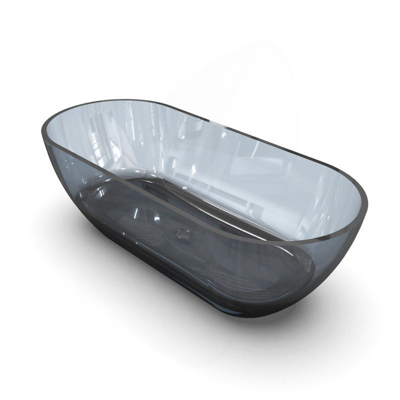 Baignoire de trempage autoportante transparente 69 pouces gris Bule pour salle de bain