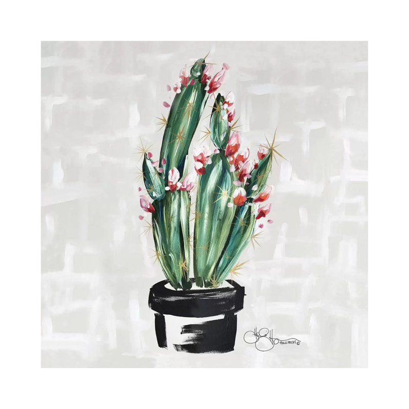 Blooming Cactus by Hollihocks Art - Wrapped Canvas Painting, 93.98 cm H x 93.98 cm W x 1.91 cm D