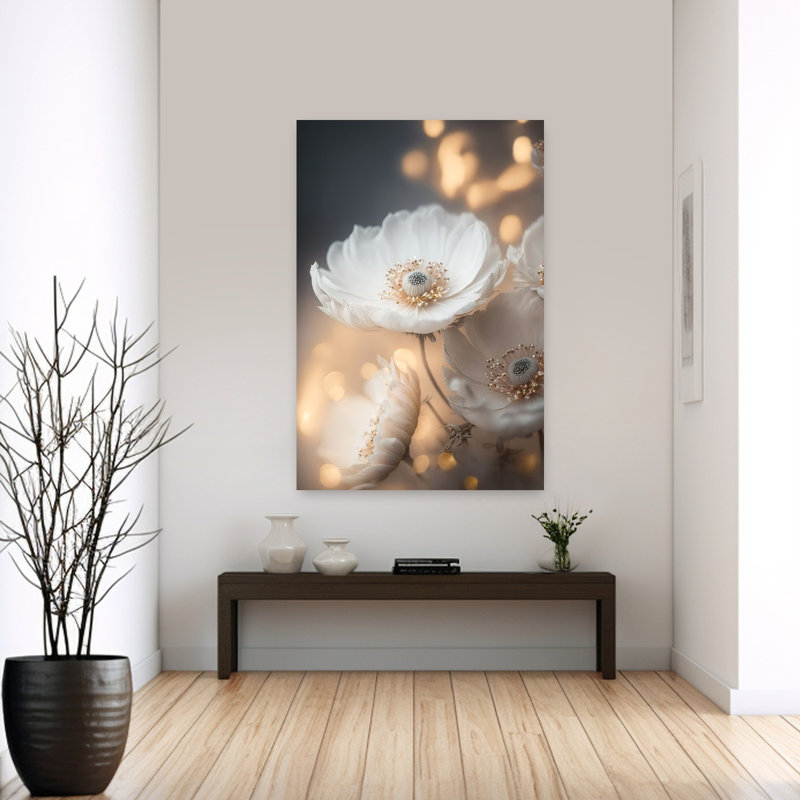 Fleurs éthérées - Affiche murale contemporaine, H 60 po x l 40 po