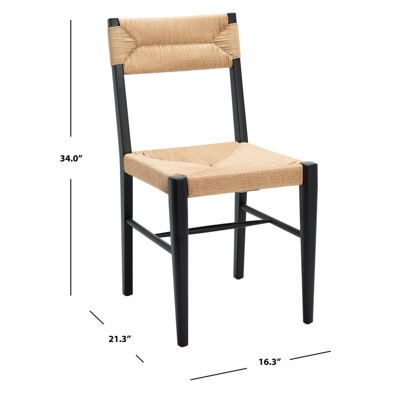 Cody Solid Wood Slat Back Side Chair, Black, Black