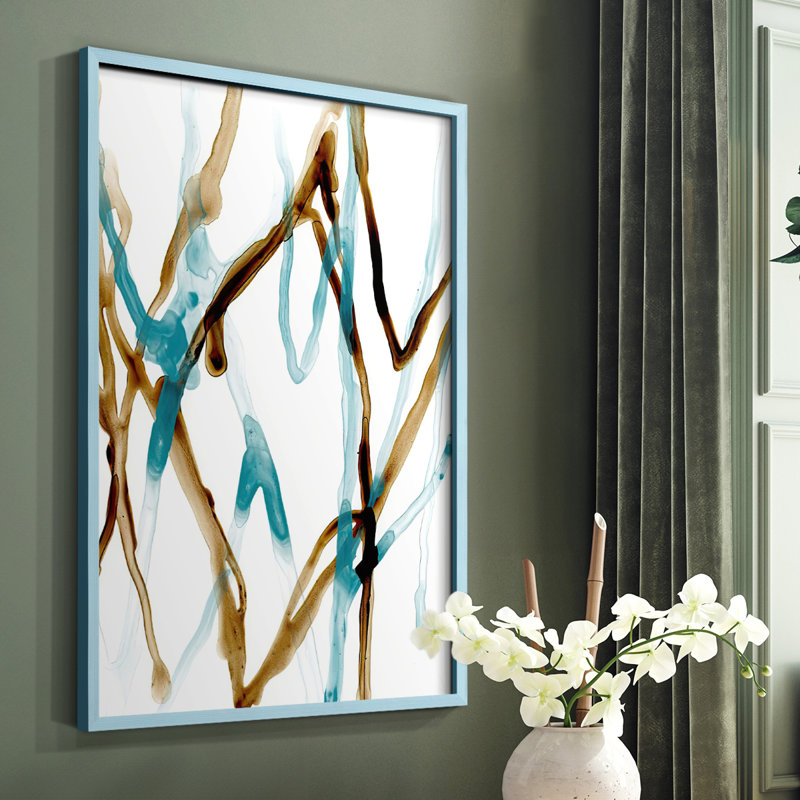 Runnel XVIII, reproduction encadrée - bois massif, Bleu, H 10 po x l 8 po