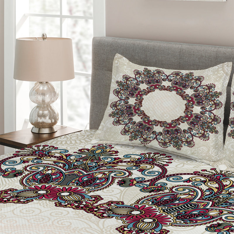 Puppy Eclectic Polyester Floral Coverlet, King Bedspread + 2 Shams