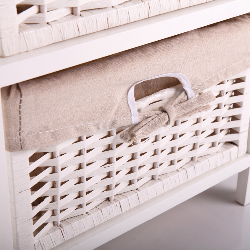 White Nightstand With Enough Storage, One Drawer And Two Removable Storage For Home Bedroom