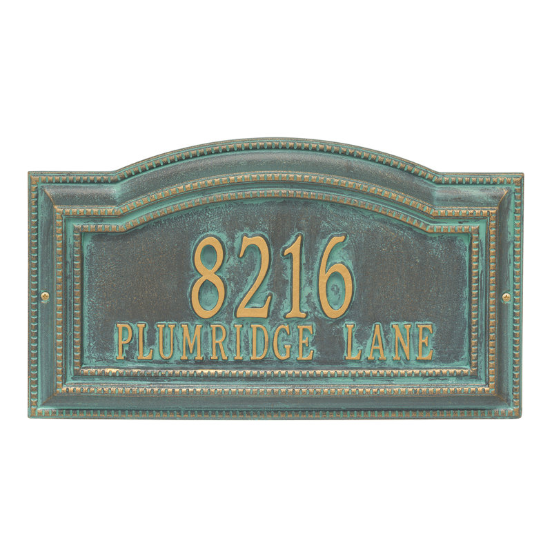 Signature Series 2-Line Wall Address Plaque, Yes, Bronze, Verdigris