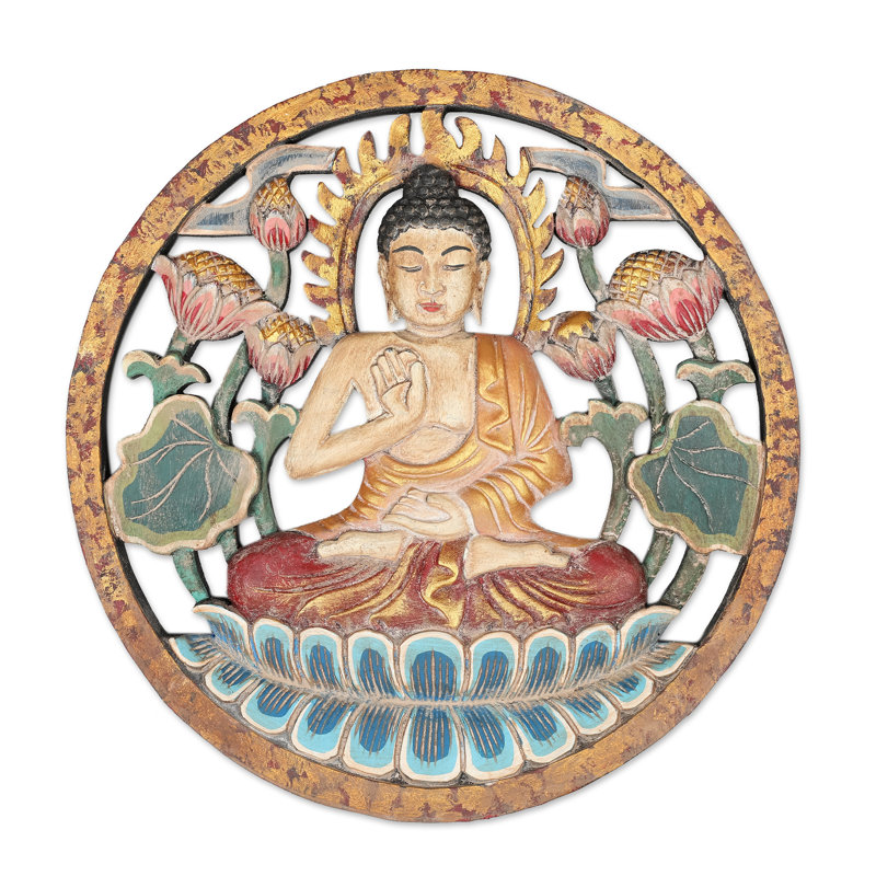 Novica Handmade Buddhas Paradise Wood Relief Panel