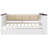 Twin Size Wood Daybed with Storage Shelves, Upholstered Backrest,USB and Trundle, White-2145334717