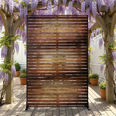Metal Privacy Panel Set, 4’W x 6’H – Freestanding or Wall-Mount, Outdoor Privacy Screen for Indoor & Outdoor Use