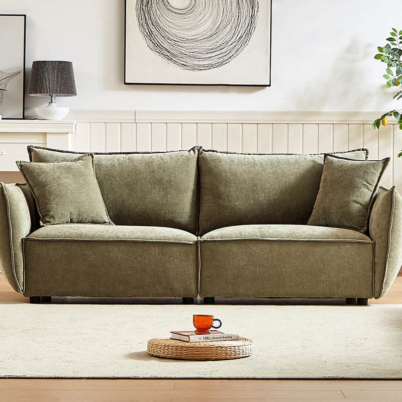 Canapé modulaire Modern Living, H 33,77 po x l 87,05 po x P 34,85 po, Chenille vert clair