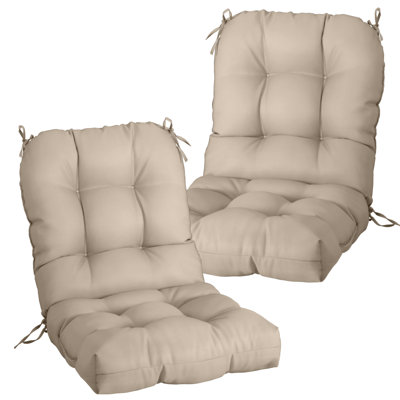 Outdoor Replacement Cushion Set Deep Seating Seat / Back Cushions with Ties (Set of 2)