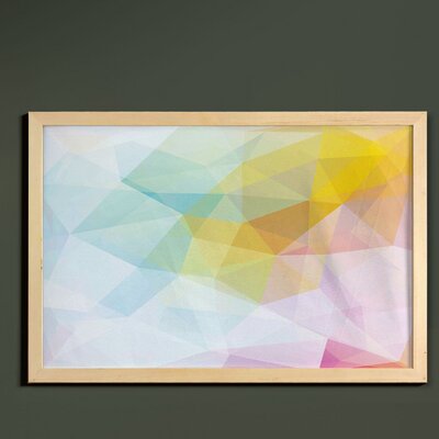 Ambesonne Abstract Wall Art With Frame, Pale Modern Rainbow Ombre Colored Image Squares And Sharp Lines, Printed Fabric Poster For Bathroom Living Roo -  East Urban Home, C9616EAA02654534982312D0779735FB