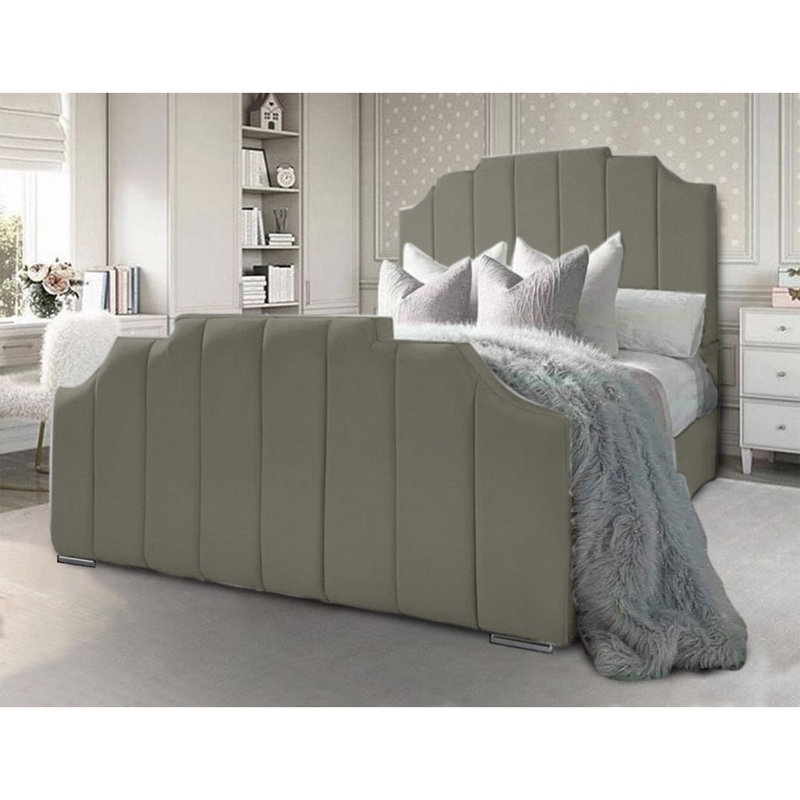 Tyrion Upholstered Bed , Double (4'6), Asphalt
