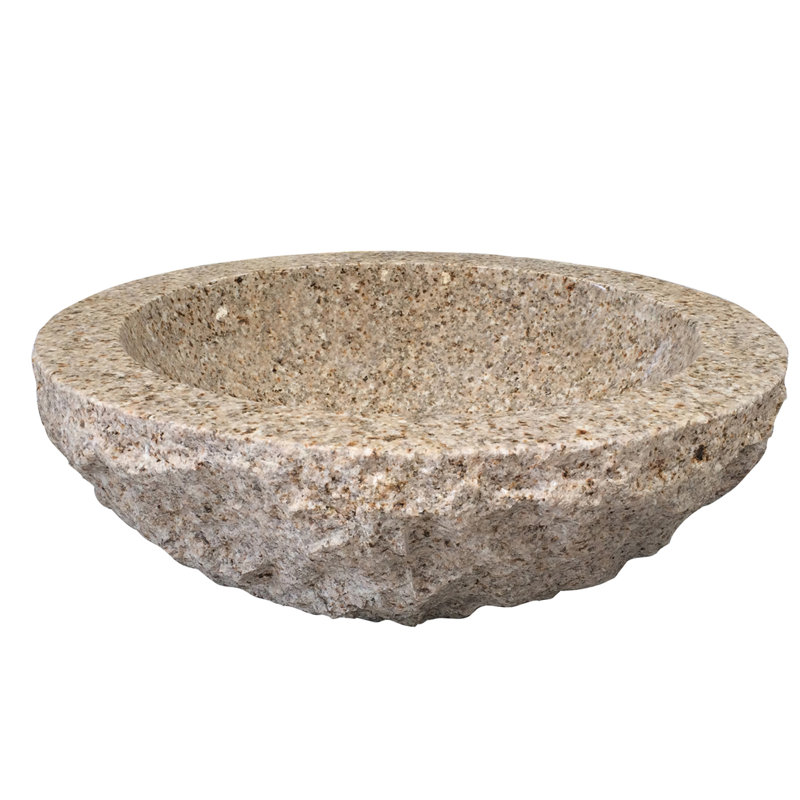 Lavabo de salle de bain vasque circulaire en pierre ciselée Crestone 