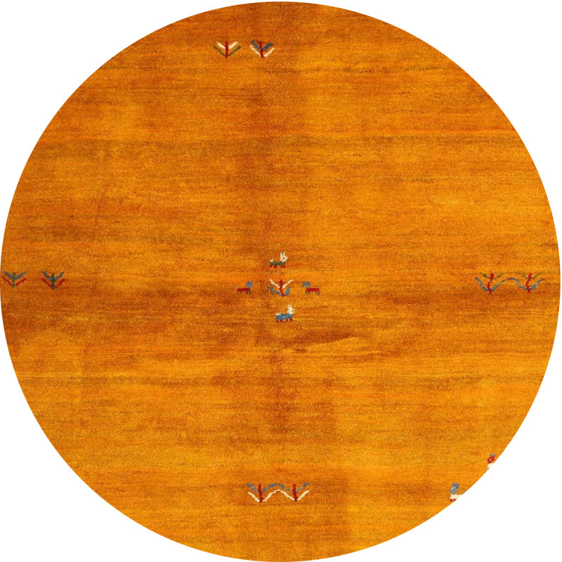 Tapis de zone jaune contemporaine, Rond 5 pi