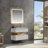 36" Wall-Mounted Bathroom Vanity with Soft-Close Drawer, Engineered Stone Top & LED Light – White-1176167328