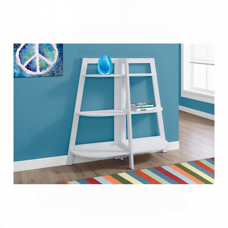 Bibliothèque, bibliothèque, étagère, 3 niveaux, h 48 po, bureau, chambre à coucher, stratifié blanc, contemporain, moderne