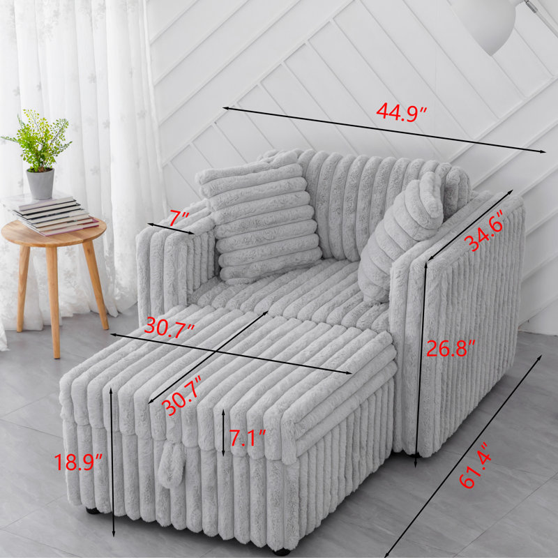 Modern Sofa44.9"Soft  Modular Sofa Single - Very Comtable & Stylish. Matches 30.7" Ottoman With Hydraulic Lift. Ideal   & ,  Grey