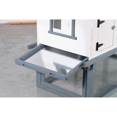 53-inch double-tier wooden outdoor/indoor waterproof chicken coop and rabbit hutch complete with a roof, stairs, and a removable cleaning tray; suitable for small to medium pets.