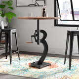 Reiber Round Solid Wood Top Metal Base Dining Table