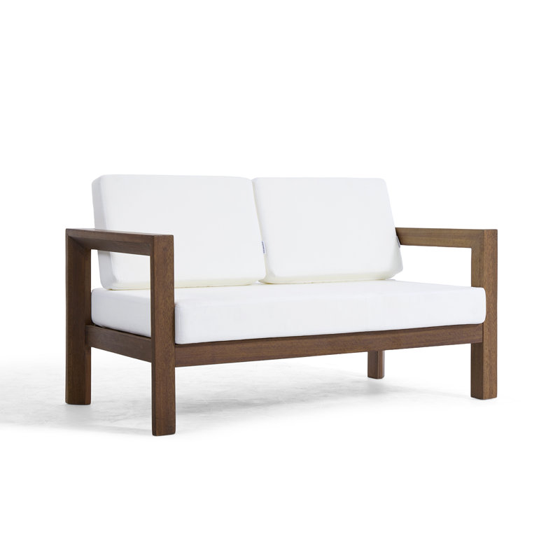 Canapé d'extérieur en bois massif pour patio, Beige