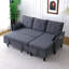 Canapé modulaire à méridienne réversible en L - Tissu en coton et lin, avec rangement-1536098068