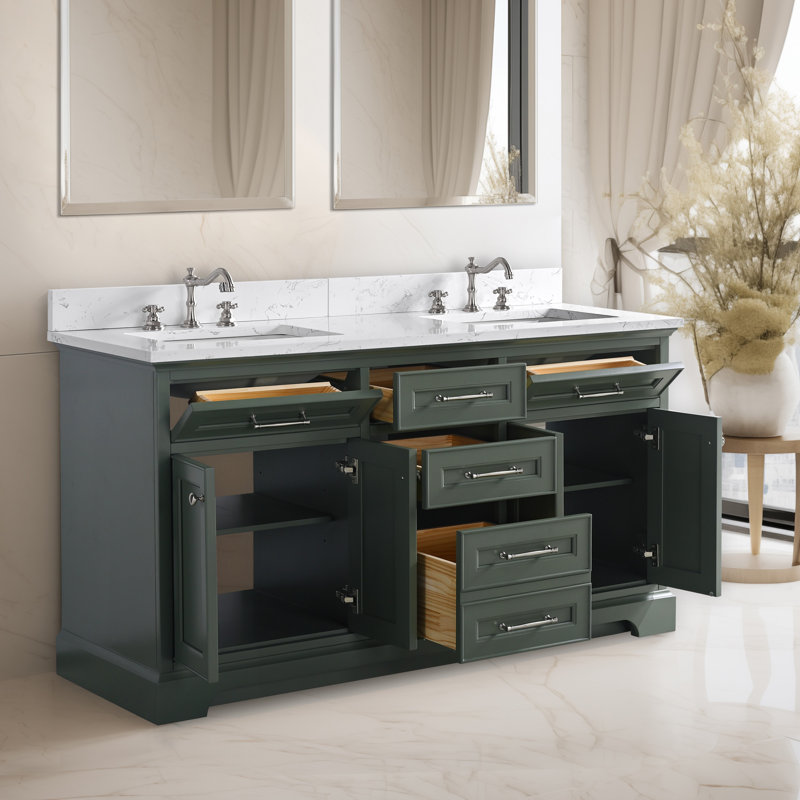 Aanayah 60" Double Bathroom Vanity Set, Vintage Green