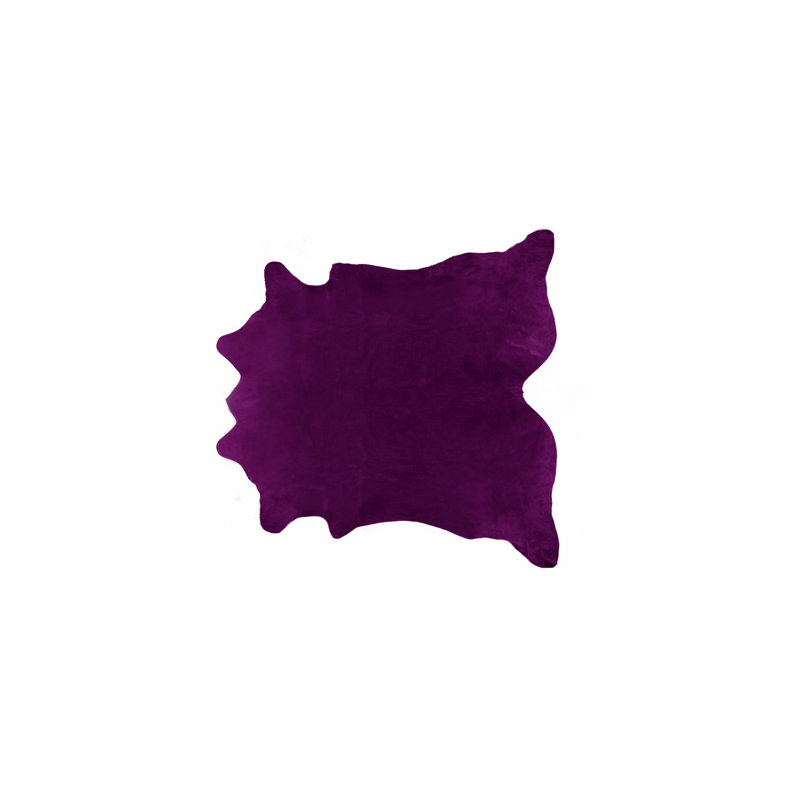 Tapis en cuir de vache noué à la main 5 pi x 7 pi mauve