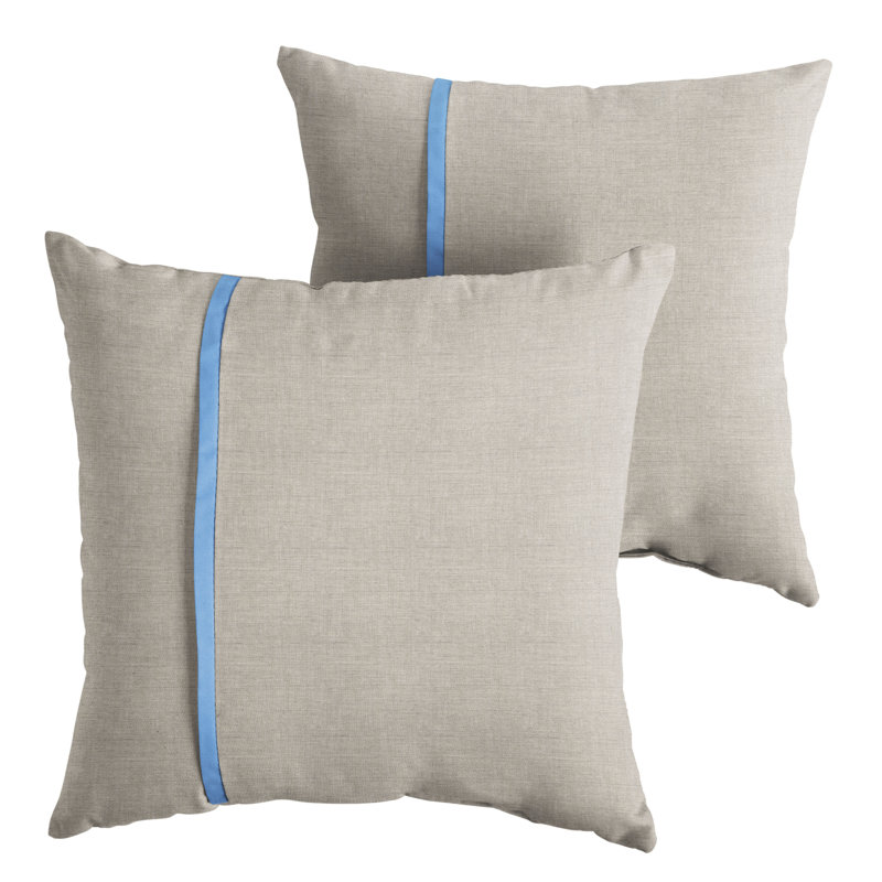 Tomuri Striped Sunbrella® Outdoor Reversible Throw Pillow, 22" x 22", Canvas Capri